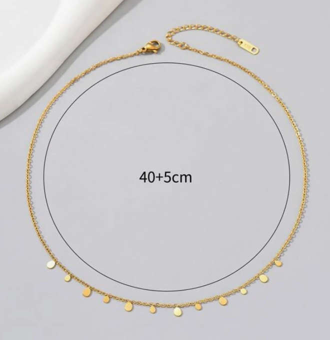 18k Gold Plated Stainless Steel Teardrop Charms Necklace