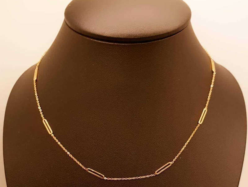 Elegant Gold Colour Geometric Stainless Steel Necklace in Jewellery Gift Box