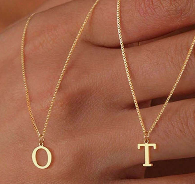 Gold Stainless Steel Letter Initial Letter Necklaces - Tarnish Proof in Jewellery Box