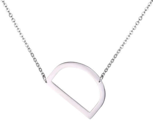 Silver Plated Large Sideways Stainless Steel Initial Letter Necklaces
