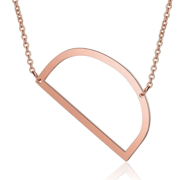 Rose Colour Large Sideways Stainless Steel Initial Letter Necklaces