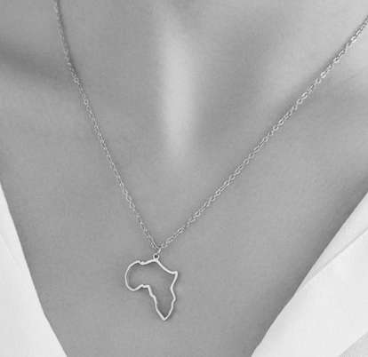 Dainty Silver Colour Stainless Steel Hollow Map of Africa Necklace