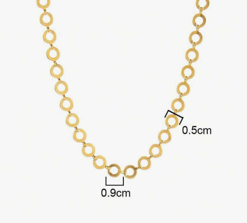 Mini Dainty Hollow Circles Linked Gold Colour Stainless Steel Necklace
