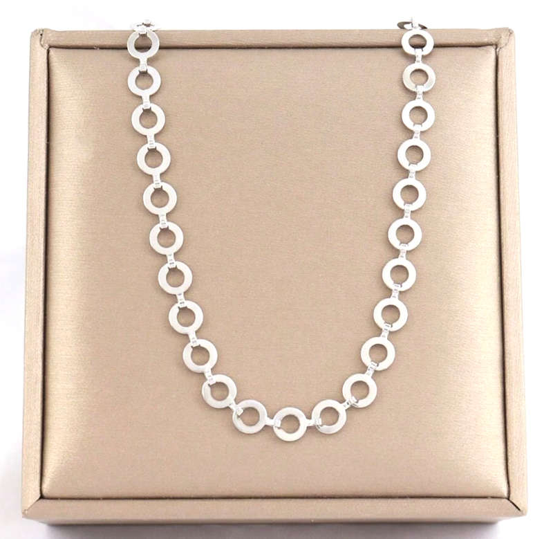 Mini Dainty Hollow Circles Linked Silver Colour Stainless Steel Necklace