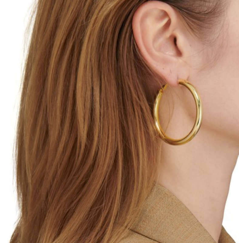 Gold Colour Round Hoop Stainless Steel Earrings - 3cm