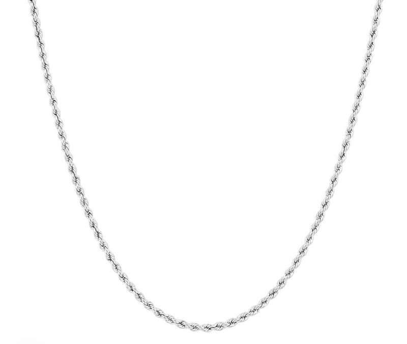 3mm Silver Rope Chain Twist Stainless Steel Necklace - 45cm Length