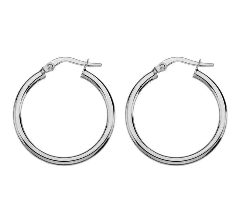 Silver Colour Round Hoop Stainless Steel Earrings - 2cm
