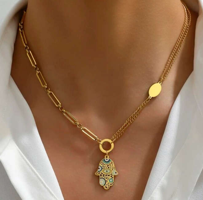 Unique and Beautiful Buddha hand Necklace Non Tarnish Gold Plated Stainless Steel