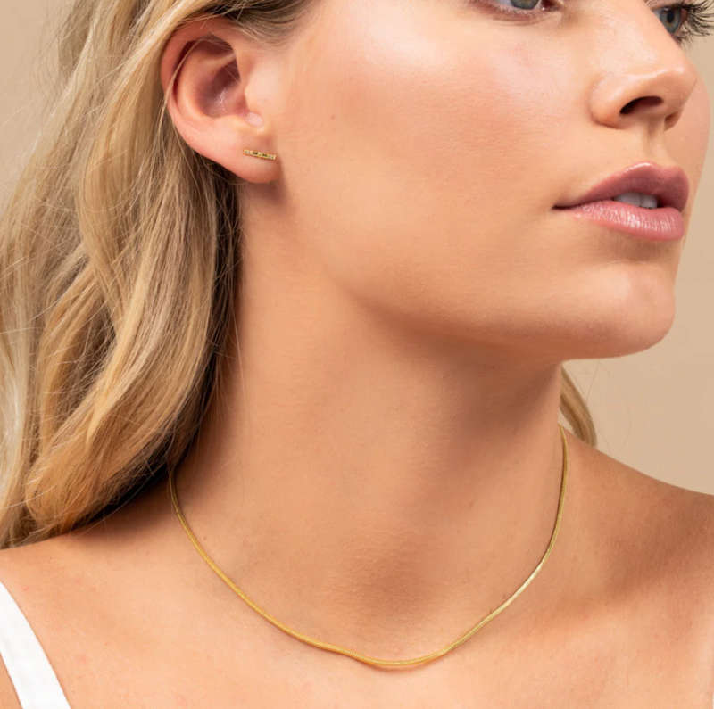 2mm Wide Herringbone Snake Necklace Gold Plated Stainless Steel with high quality jewellery box