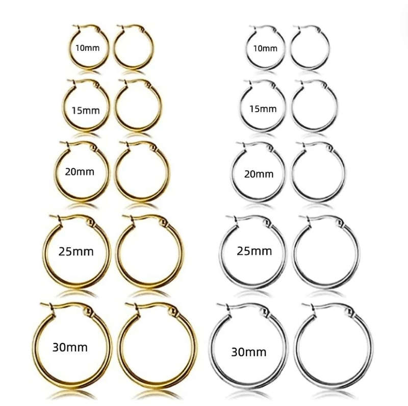 Gold Colour Stainless Steel Hoop Earrings - 20mm