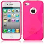 Pink Streamline Cover Case for iPhone 4 / 4s + Screen Protector