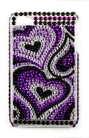*GORGEOUS* high quality Bling Purple Hearts Case for iPhone 4 / 4s + Screen Guard