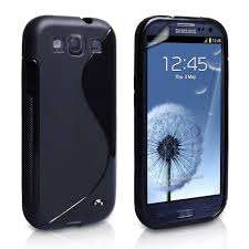 Black Samsung Galaxy S3 III i9300 S-Line TPU Cover Case + Screen Protector