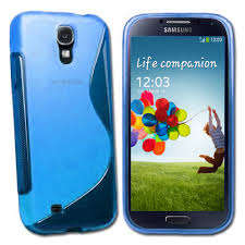 Blue S Line Wave Gel Case Cover for Samsung Galaxy S4 IV i9500 + Screen Protector