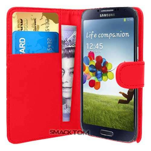 Red Flip Wallet Case Cover for Samsung Galaxy S4 IV i9500