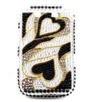 Gold Heart Double Glued Rhinestone Cover Case for BlackBerry Torch 9800 9810
