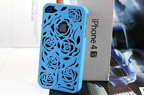 Light Blue Rose Design Cover Case for iPhone 4 / 4s