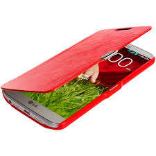 Red Magnetic Flip Cover Case for LG G2