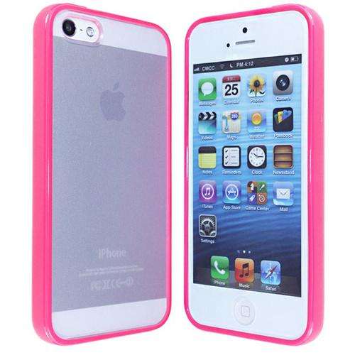 Lumo Pink Colour Side Transparent Back Cover Case for iPhone 5 / 5s + Screen Protector