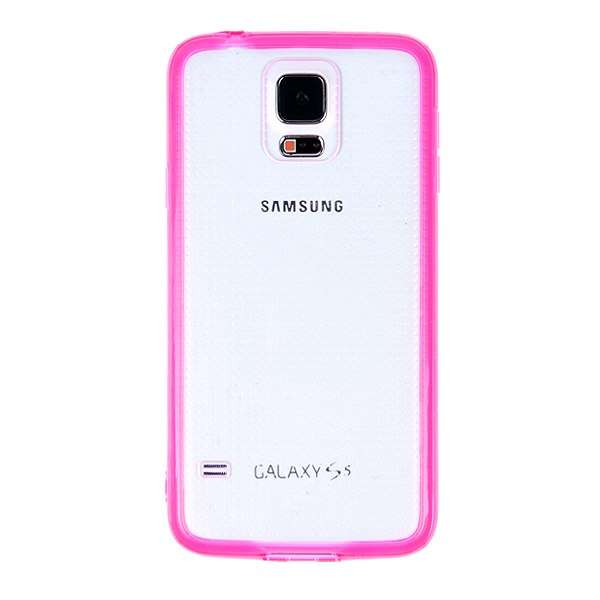 Lumo Pink Colour Side Transparent Back Cover Case for Samsung Galaxy S5 i9600 + Screen Protector