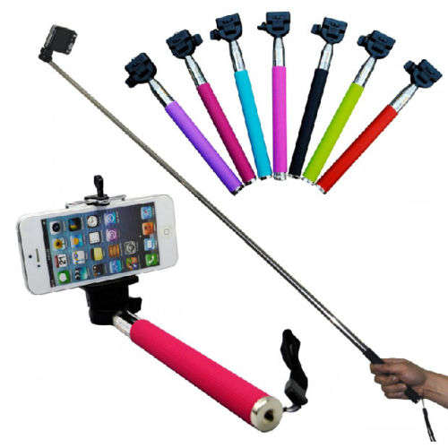 Extendable Self Portrait Selfie Handheld Stick Monopod with Holder & Remote for Phones