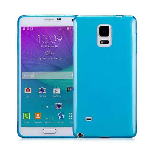 Samsung Galaxy Note 4 Blue Transparent TPU Cover Case + Screen Protector
