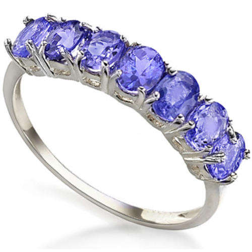[[  STUNNING  ]]  * 7 GENUINE TANZANITE  LADIES RING * SOLID STERLING SILVER *