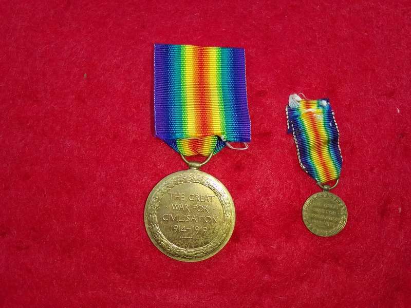 WW1 British Allied Victory medals - Full & miniature -name removed