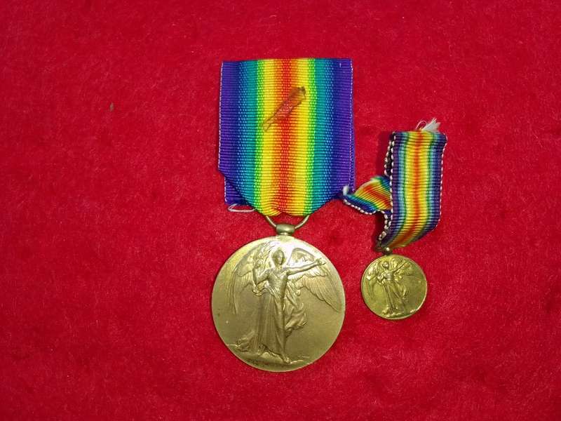 WW1 British Allied Victory medals - Full & miniature -name removed