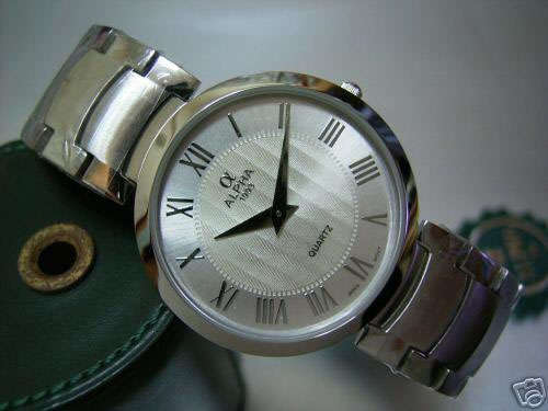 Alpha mens dress watch with silver dial
