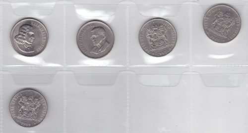 RSA fifty cents (5) 1966, 1968, 1987, 1988, 1989