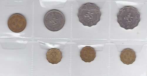 1979s and 1980s Hong Kong coins. Seven coins (7 coins).
