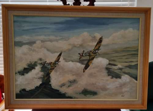 Spitfire oil on board painting