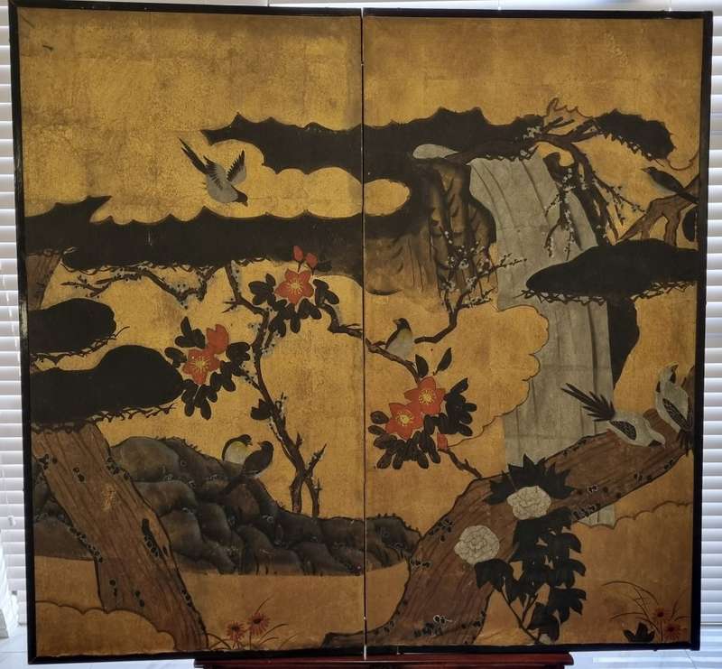 Late 18th/early 19th century, Edo period, two panel, Japanese screen.