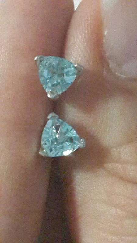 Amazing 1.10ct Genuine Blue Topaz & Platinum / Sterling Silver Earrings