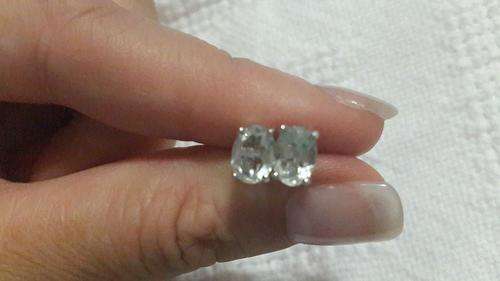Amazing 1.27ct Genuine Green Amethyst and Platinum / Sterling Silver Earrings