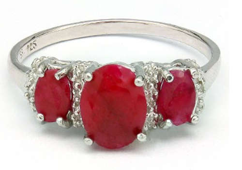 Genuine 2.17ct(!) Ruby & Diamond Ring (sizeK / 6)
