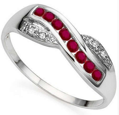 Gorgeous Genuine 0.40ctRuby and White Diamond 925 / Platinum Ring (2 sizes available)