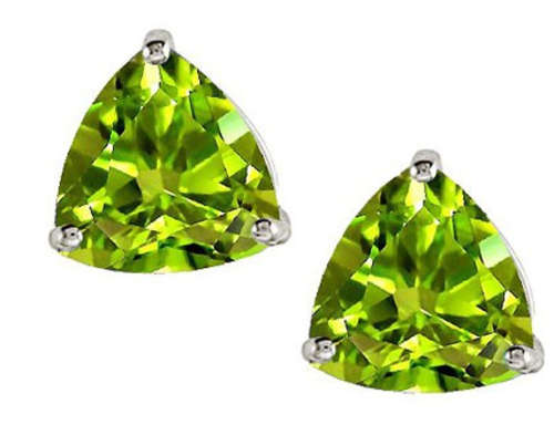 Striking 1.10ct Genuine Lime Green Peridot and Platinum / Sterling Silver Earrings