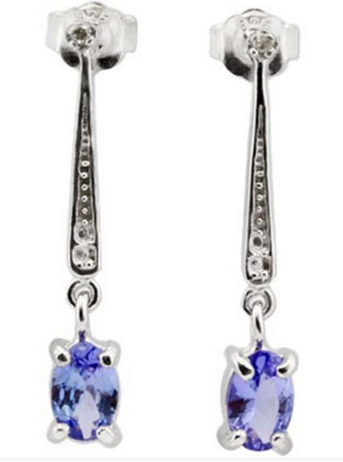 Real DIAMONDS and TANZANITES! Beautiful .81ct Tanzanite and Diamond & Plat/925 Earrings