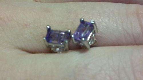 2ct (!!) Genuine Amethyst and 925 / Platinum Earrings