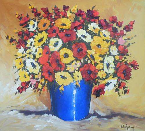 BIG PAINTING !!! Original by NIC VAN RENSBURG - Flowers - 1200 x 1100