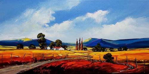Original painting by NIC VAN RENSBURG - Farm Scene - 1000 x 500