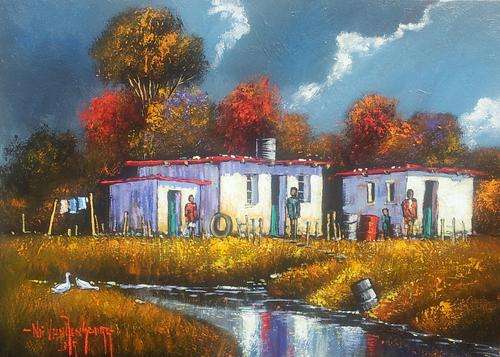 Original painting by NIC VAN RENSBURG - Rural Scene - 700 x 500