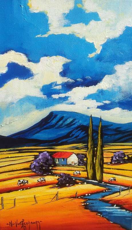 Original painting by NIC VAN RENSBURG - Farm Scene 1 - 500 x 300