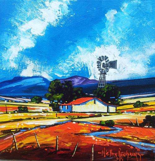 Original painting by NIC VAN RENSBURG - Farm Scene 3 - 350 x 350