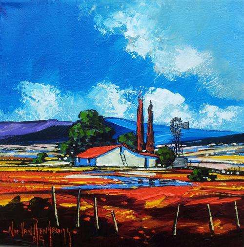 Original painting by NIC VAN RENSBURG - Farm Scene 4 - 350 x 350