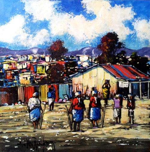 Original painting by NIC VAN RENSBURG - Rural Scene 3a - 350 x 350