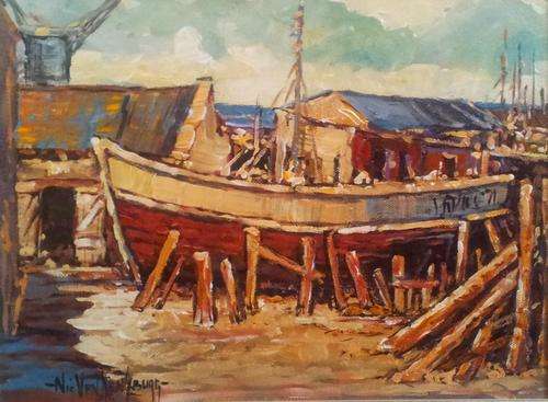 Original painting by NIC VAN RENSBURG - Weskus - Droog dok - 400 x 300