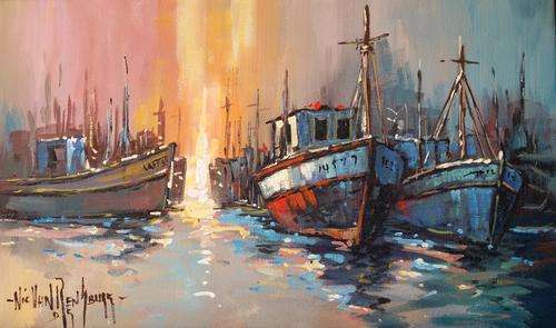 Original painting by NIC VAN RENSBURG - Hout Bay Sunset 1 - 500 x 300
